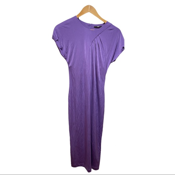 Gorgeous Purple Hugo Boss Ruched MIDI Dress - Picture 3 of 9